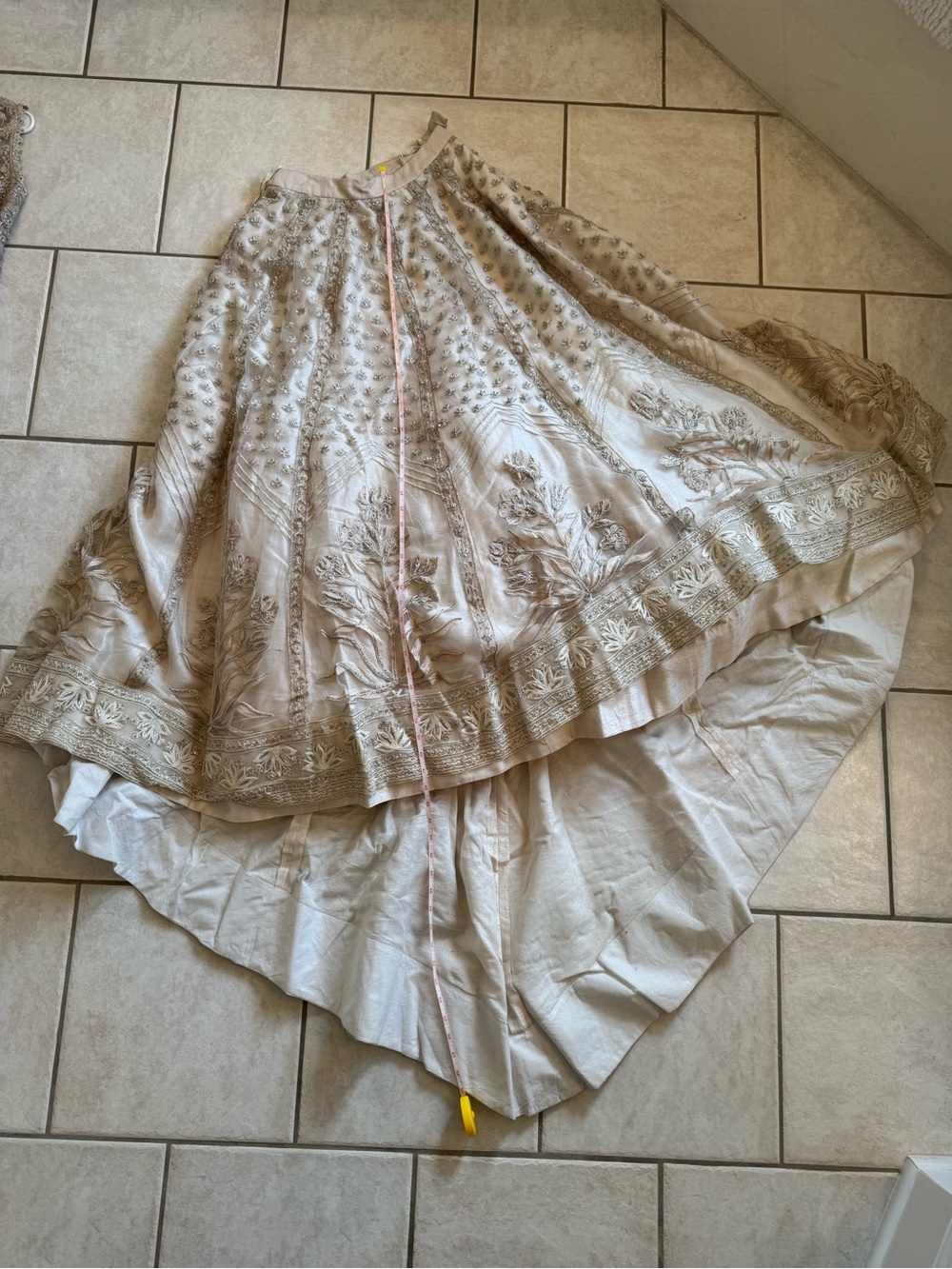 Gold/Cream Ridhi Mehra Lehenga with Deep V Bodice - Picture 12 of 16